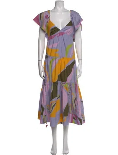 Pre-owned La Ligne Printed Midi Length Dress In Purple