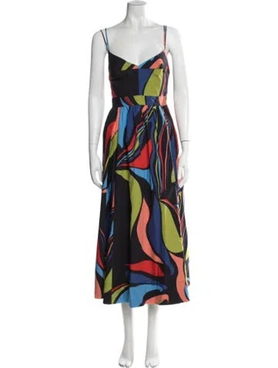 Pre-owned La Ligne Printed Midi Length Dress W/ Tags In Blue