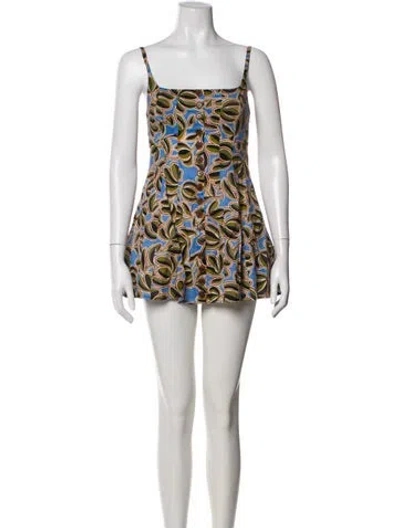 Pre-owned La Ligne Printed Mini Dress In Blue