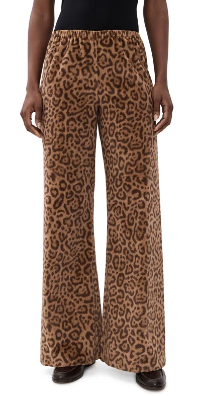 La Ligne Printed Velvet Colby Pants Leopard In Animal Print