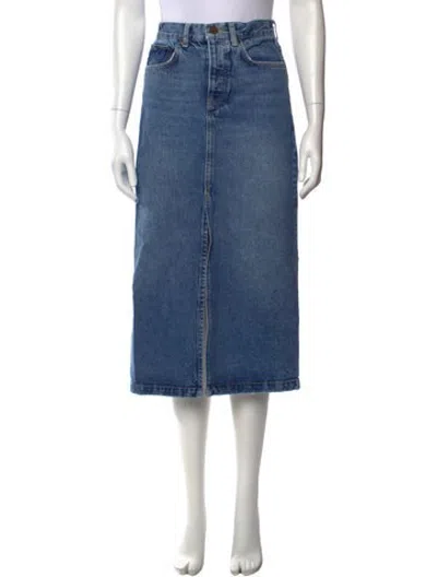 Pre-owned La Ligne Raw-edge Trim Midi Length Skirt In Blue