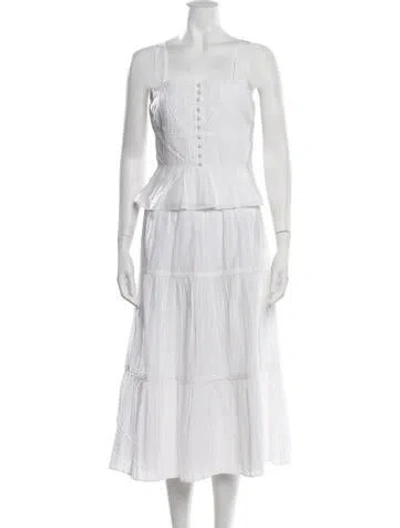 Pre-owned La Ligne Ruffle Embellishment Skirt Suit In White
