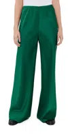 La Ligne Colby Satin Pants In Emerald