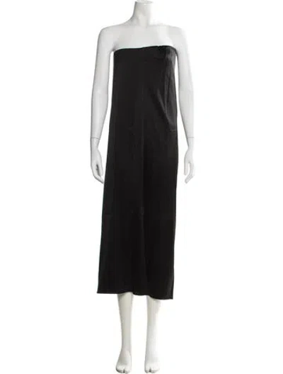 Pre-owned La Ligne Satin Long Dress In Black