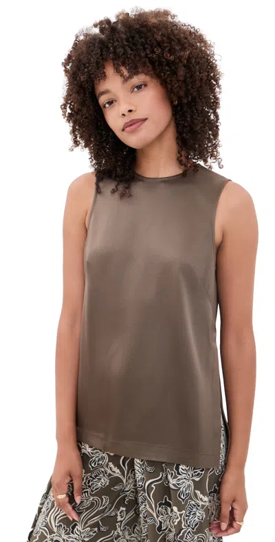 La Ligne Satin Maxime Top Taupe In Brown