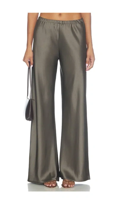 La Ligne Colby Satin Wide-leg Pants In Brown