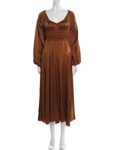 Pre-owned La Ligne Scoop Neck Long Dress In Brown