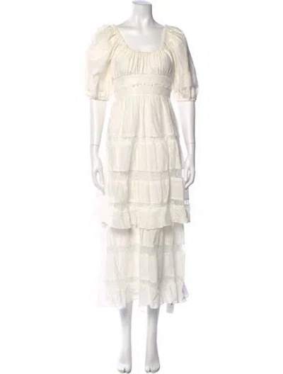 Pre-owned La Ligne Scoop Neck Long Dress In White