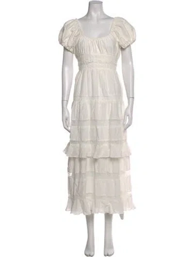 Pre-owned La Ligne Scoop Neck Long Dress In White