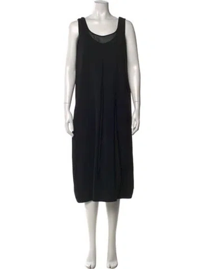 Pre-owned La Ligne Scoop Neck Midi Length Dress In Black