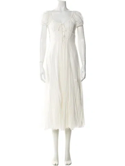 Pre-owned La Ligne Scoop Neck Midi Length Dress In White