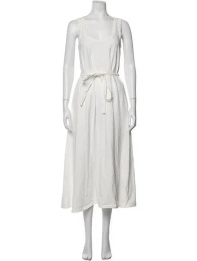 Pre-owned La Ligne Scoop Neck Midi Length Dress In White