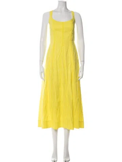 Pre-owned La Ligne Scoop Neck Midi Length Dress In Yellow