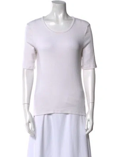 Pre-owned La Ligne Scoop Neck Short Sleeve T-shirt In White