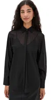 La Ligne Sheer Button Down Shirt Black In Black