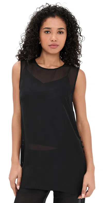 La Ligne Sheer Silk Maxime Top Black