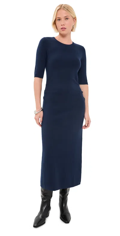 La Ligne Short Sleeve Knitted Dress Navy In Blue