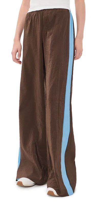 La Ligne Side Stripe Colby Pants Chocolate/cerulean