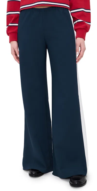 La Ligne Side Stripe Colby Pants Navy/ivory In Blue