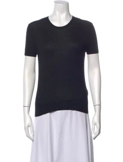 Pre-owned La Ligne Silk Crew Neck T-shirt In Black