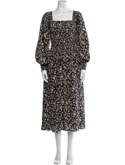 Pre-owned La Ligne Silk Floral Print Pant Set In Blue