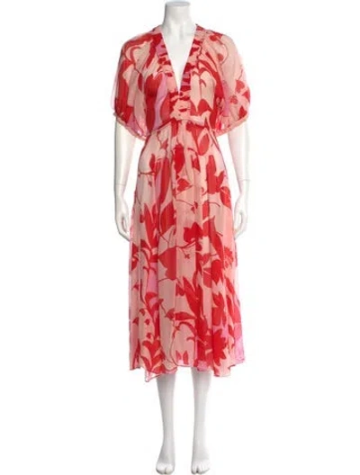 Pre-owned La Ligne Silk Knee-length Dress In Red