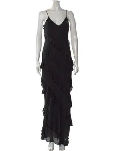Pre-owned La Ligne Silk Long Dress In Black