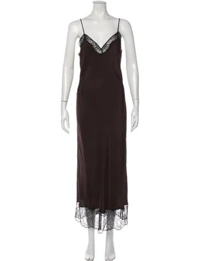 Pre-owned La Ligne Silk Long Dress In Brown
