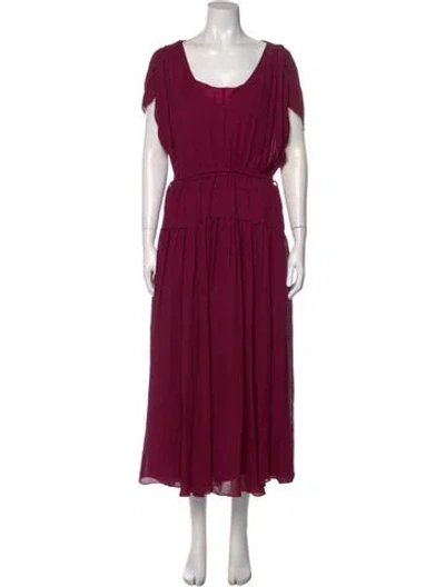 Pre-owned La Ligne Silk Long Dress In Burgundy