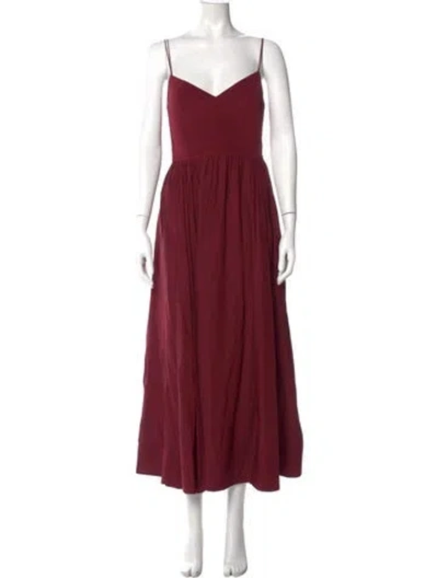 Pre-owned La Ligne Silk Long Dress In Burgundy