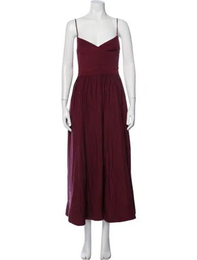 Pre-owned La Ligne Silk Long Dress In Burgundy