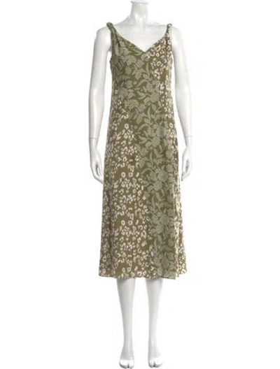 Pre-owned La Ligne Silk Long Dress In Green