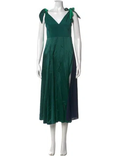 Pre-owned La Ligne Silk Long Dress In Green