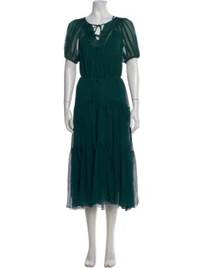 Pre-owned La Ligne Silk Long Dress In Green