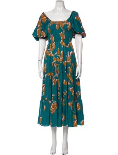 Pre-owned La Ligne Silk Long Dress In Green