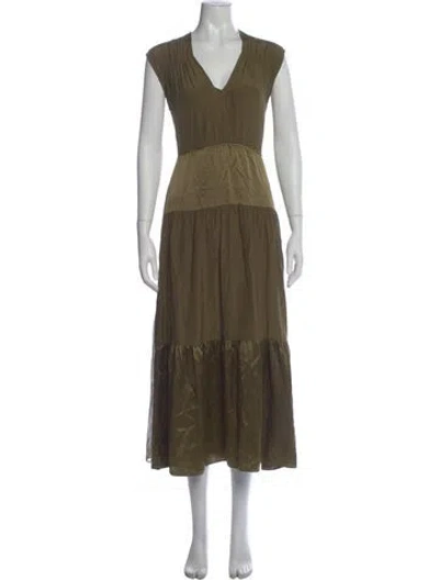 Pre-owned La Ligne Silk Long Dress In Green