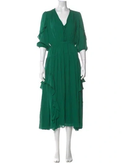 Pre-owned La Ligne Silk Long Dress In Green