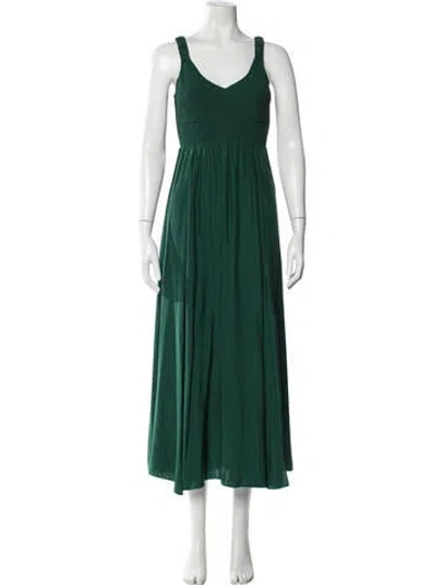 Pre-owned La Ligne Silk Long Dress In Green