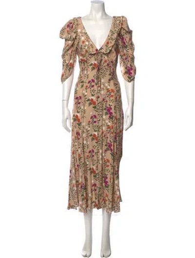 Pre-owned La Ligne Silk Long Dress In Neutral