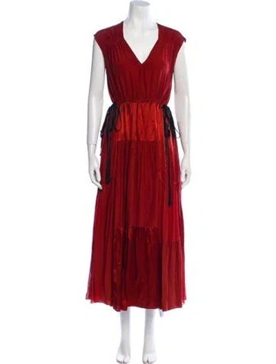 Pre-owned La Ligne Silk Long Dress In Orange