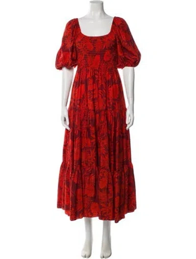Pre-owned La Ligne Silk Long Dress In Orange