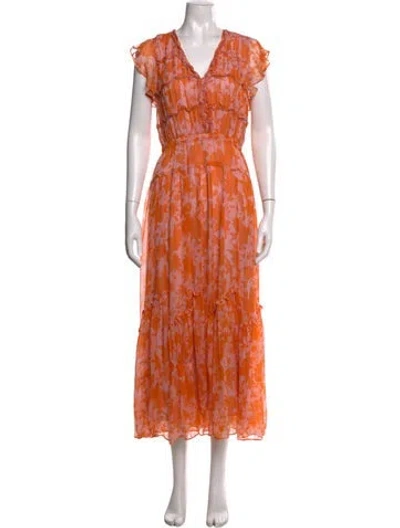 Pre-owned La Ligne Silk Long Dress In Orange