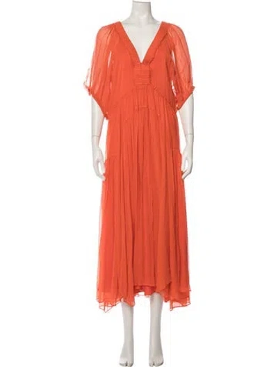 Pre-owned La Ligne Silk Long Dress In Orange