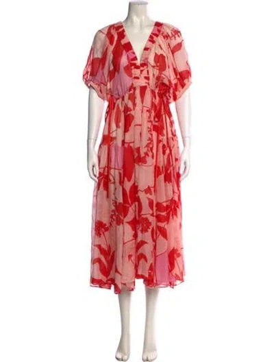Pre-owned La Ligne Silk Long Dress In Red