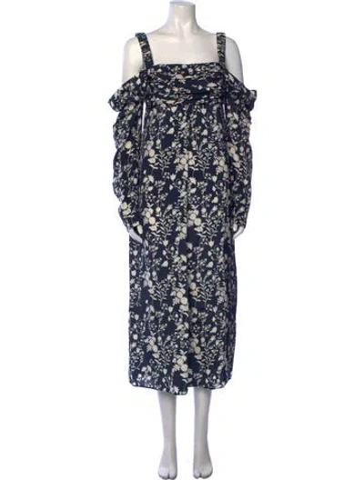 Pre-owned La Ligne Silk Long Dress W/ Tags In Blue