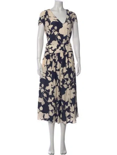 Pre-owned La Ligne Silk Long Dress W/ Tags In Blue