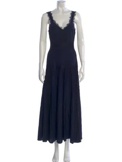 Pre-owned La Ligne Silk Long Dress W/ Tags In Blue