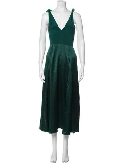 Pre-owned La Ligne Silk Long Dress W/ Tags In Green