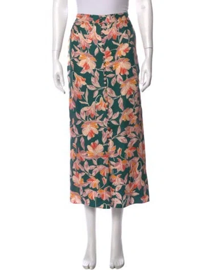 Pre-owned La Ligne Silk Long Skirt In Green