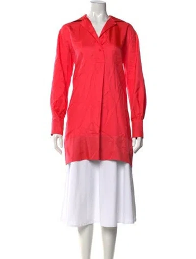 Pre-owned La Ligne Silk Long Sleeve Button-up Top In Orange
